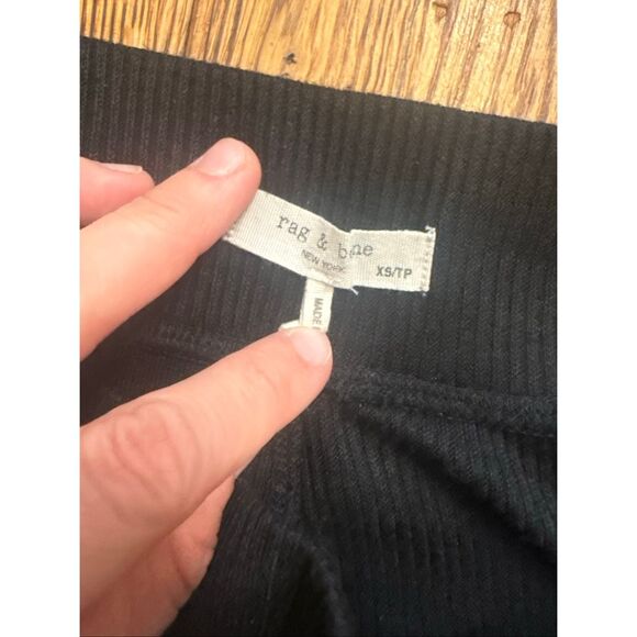 Rag & Bone Black Ribbed Knit Stretch Flat Front Pull-On Joggers Pants Size XS - Picture 4 of 5